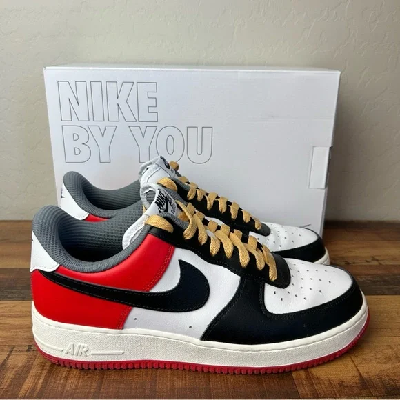 Nike By You Air Force 1 Low Chicago Color CT7875-994 Size 9 black red white - Picture 1 of 10